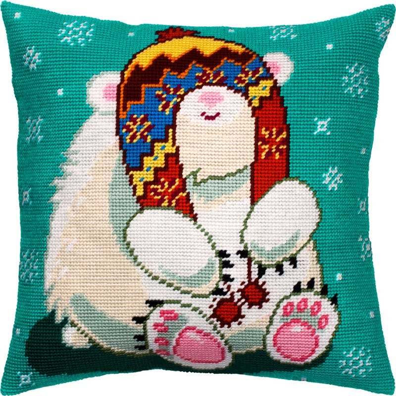 Foto Pillow for embroidery half-cross Charіvnytsya V-373 Bear in a hat