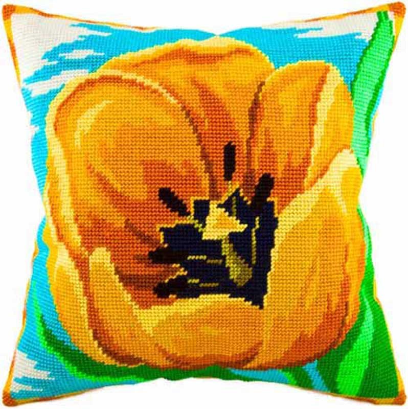 Foto Pillow for embroidery half-cross Charіvnytsya V-61 Yellow tulip