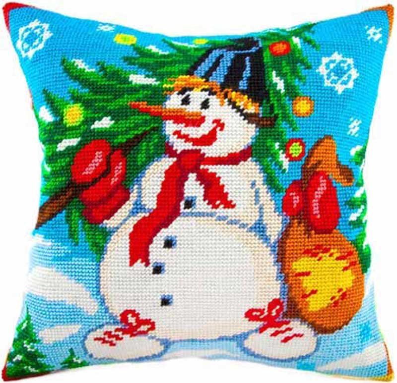 Foto Pillow for embroidery half-cross Charіvnytsya V-70 Snowman