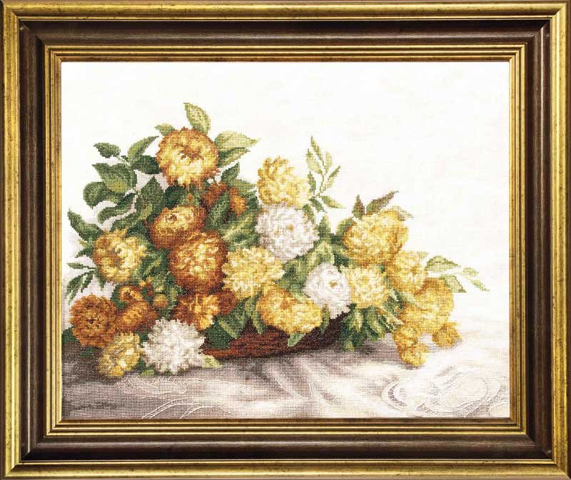 Фото Набор для вышивки крестом Чарівна Мить М-199 Желтые хризантемы