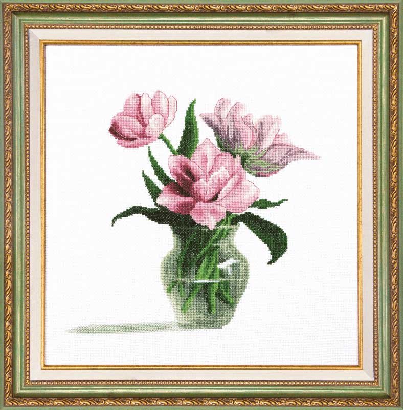 Фото Набір для вишивання хрестиком Чарівна Мить М-200 Рожеві тюльпани