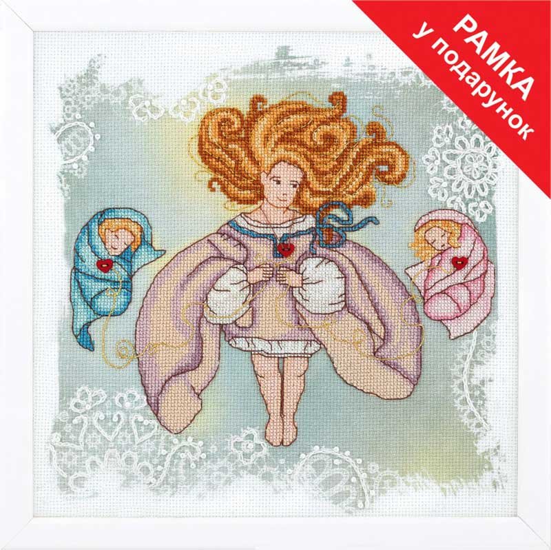 Photo Cross stitch kit Momentos Magicos M-335 Based on the motives of Ksenia Fedorova Series Naughty angel Mother's happiness