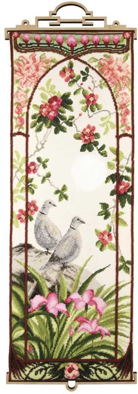 Photo Cross stitch kit Momentos Magicos M-405 Turtle doves in a rose bush
