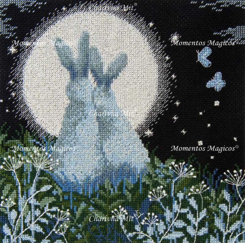 Фото Набір для вишивання хрестиком Чарівна Мить М-458 Місячні зайці