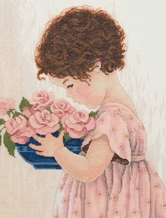 Foto Cross Stitch Kits Classic Design 4418 Girl with flowers