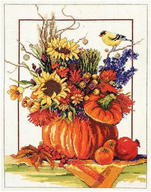 Foto Cross Stitch Kits Classic Design 4567 Composition with pumpkins