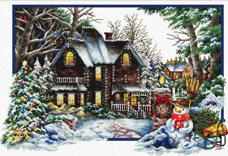 Foto Cross Stitch Kits Classic Design 8330 Winter house