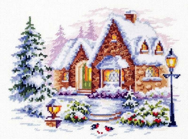 Foto Cross Stitch Kits Classic Design 8354 Winter house