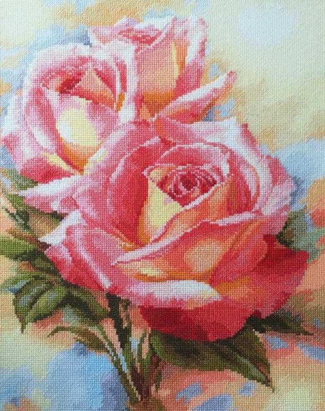 Foto Cross Stitch Kits Classic Design 8359 Pink roses