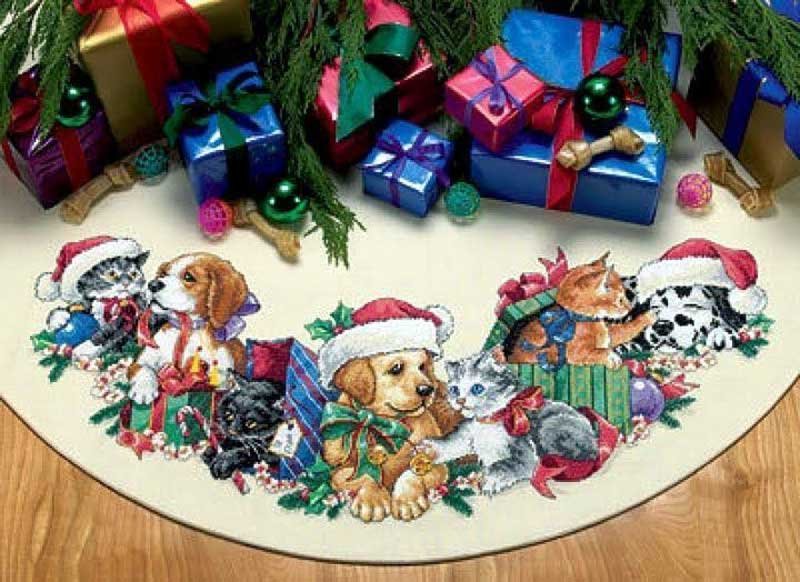 Foto Cross Stitch Kits Christmas Tree Skirt Classic Design 8385 Fluffy Christmas