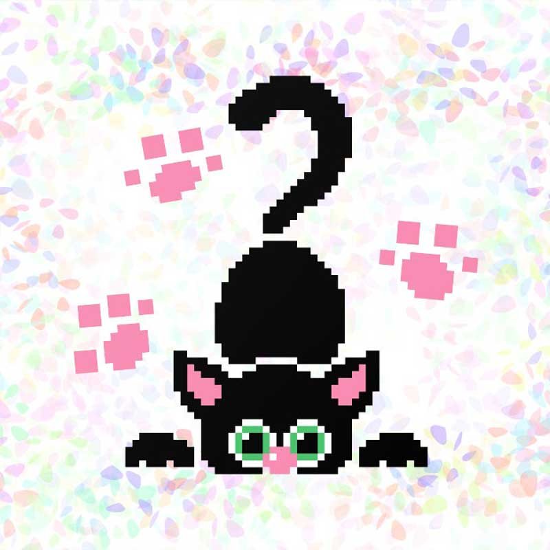 Фото Водорастворимый пришивной флизелин для вышивки Confetti К-117 Хитрый котенок