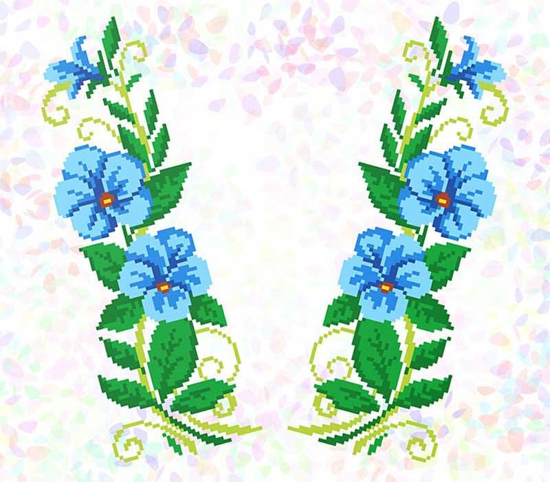 Фото Водорастворимый пришивной флизелин для вышивки Confetti К-278 Голубые цветы
