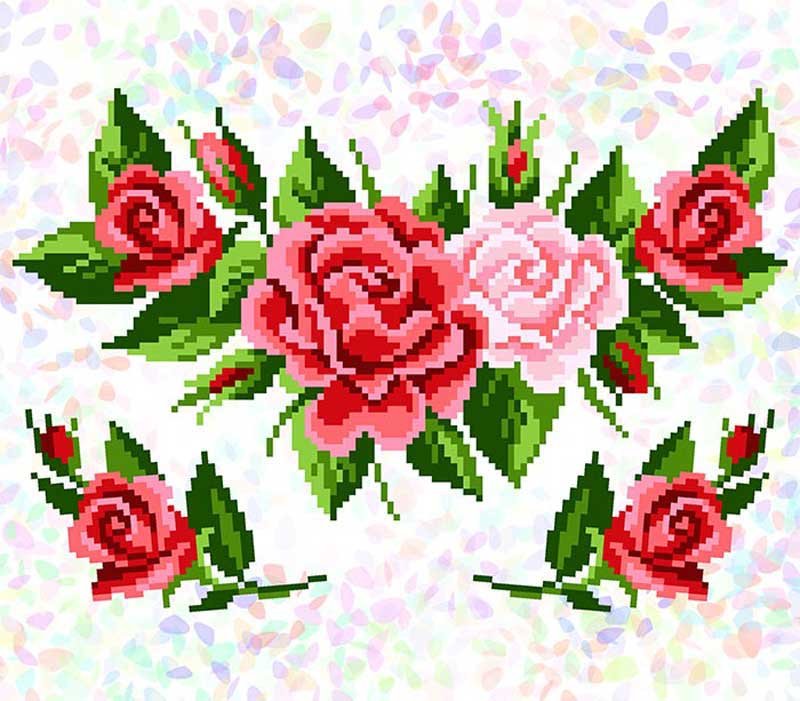 Фото Водорозчинний пришивний флізелін для вишивання Confetti К-294 Трояндовий букет