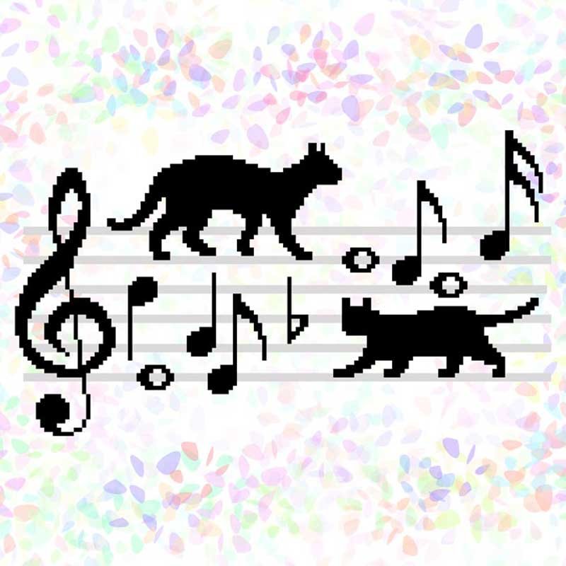 Фото Водорастворимый пришивной флизелин для вышивки Confetti К-350 Коты-музыканты