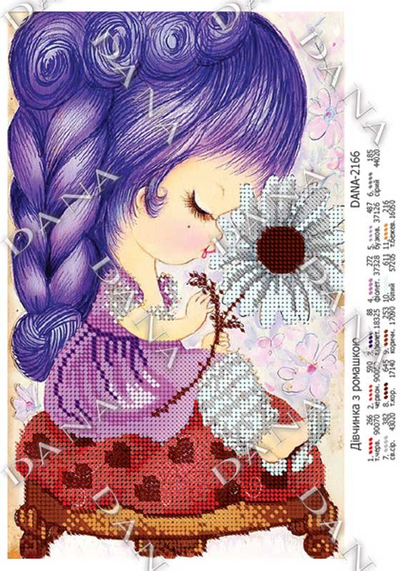 Photo Pattern beading DANA-2166 Girl with daisies