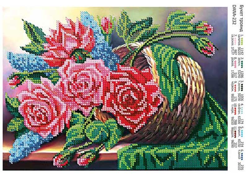 Фото Схема для вишивання бісером ДАНА-232 Букет троянд