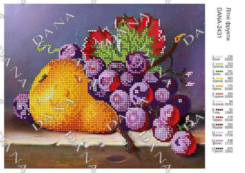 Фото Схема для вишивання бісером ДАНА-2431 Літні фрукти