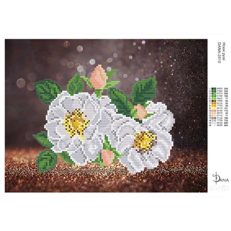 Фото Cхема для вышивки бисером ДАНА-2610 Нежные розы Фото Cхема для вышивки бисером ДАНА-2610 Нежные розы