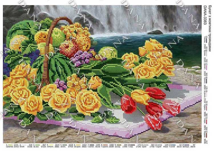 Фото Cхема для вышивки бисером  ДАНА-3383 Букет с желтыми розами