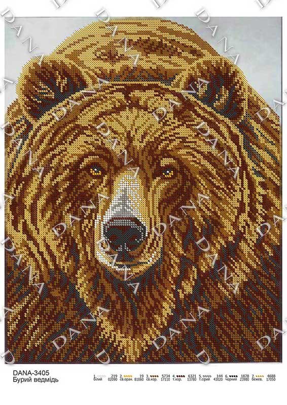 Фото Схема для вишивання бісером ДАНА-3405 Бурий ведмідь