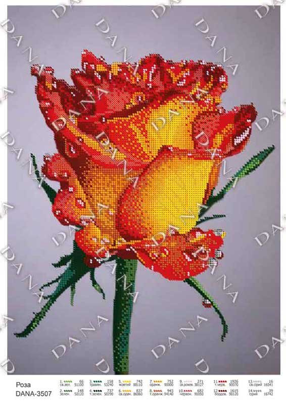 Фото Схема для вишивання бісером ДАНА-3507 Троянда