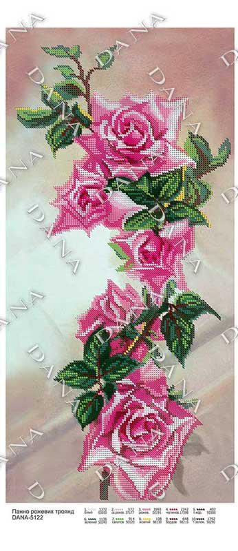 Фото Схема для вишивання бісером ДАНА-5122 Панно рожевих троянд