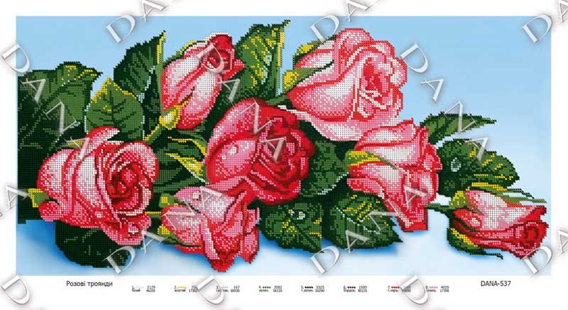 Фото Cхема для вышивки бисером  ДАНА-537 Розовые розы