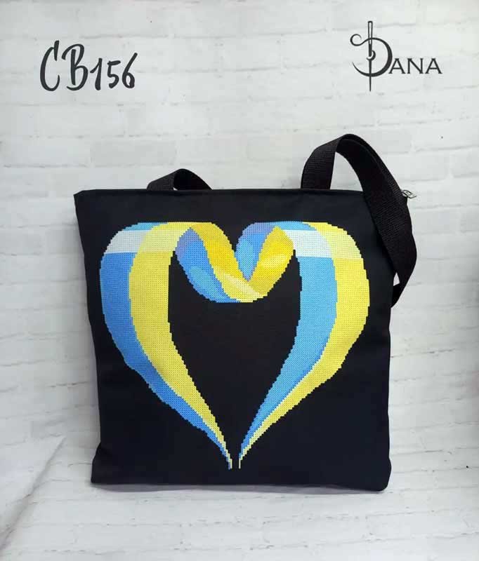Photo Eco bags shopper with beaded embroidery DANA CB-156 The heart of Ukraine