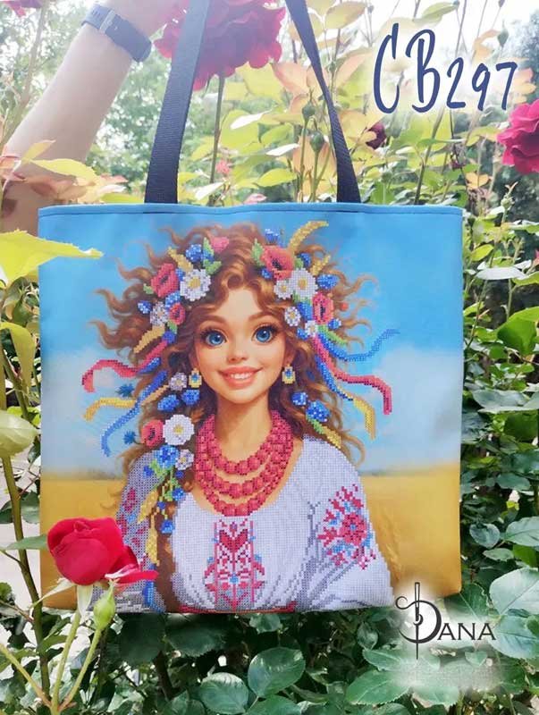 Фото Эко сумки шоппер с вышивкой из бисера ДАНА СВ-297