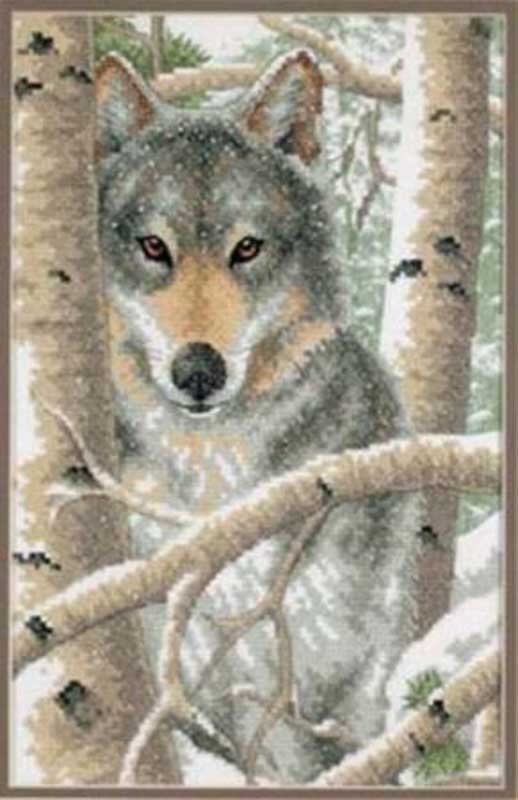 Foto Cross Stitch Kits Dimensions 03228 Winter Wolf