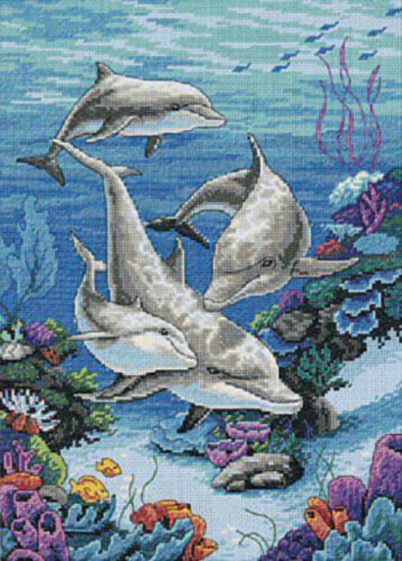 Фото Набір для вишивання хрестиком Dimensions 03830 Царство дельфінів