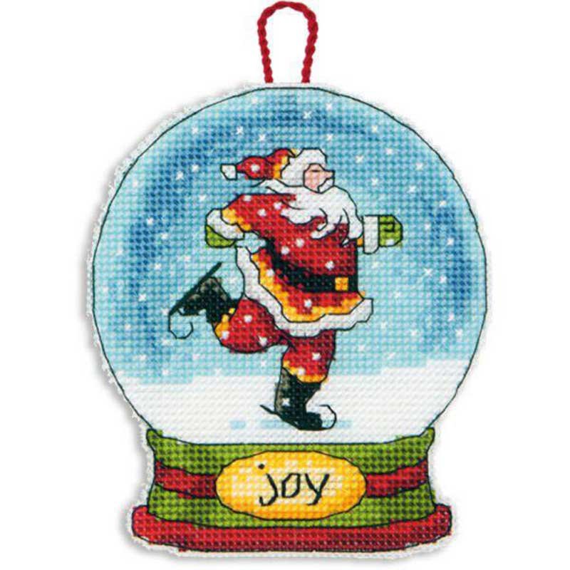 Foto Cross Stitch Kits Dimensions 70-08905 Joy Snow Globe Ornament