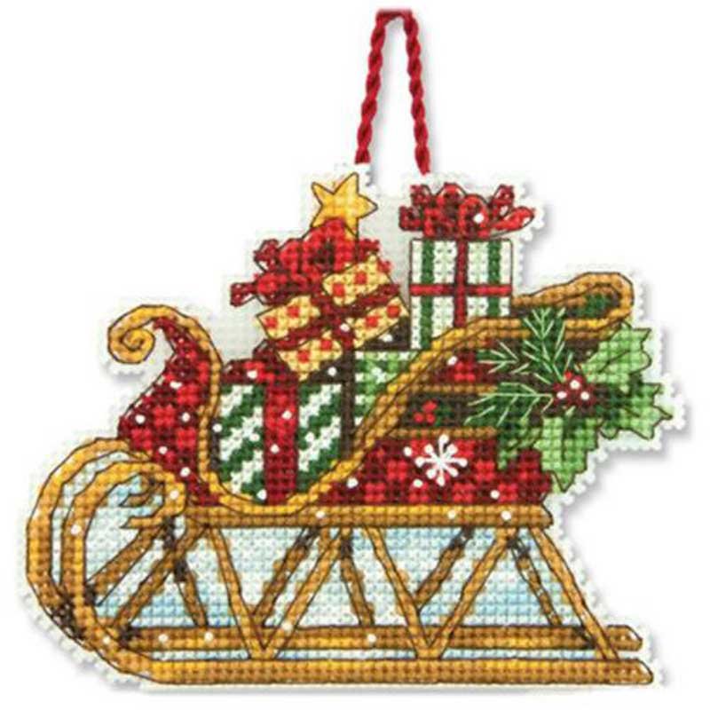 Фото Набір для вишивання хрестиком Dimensions 70-08914 Різдвяна прикраса Сани