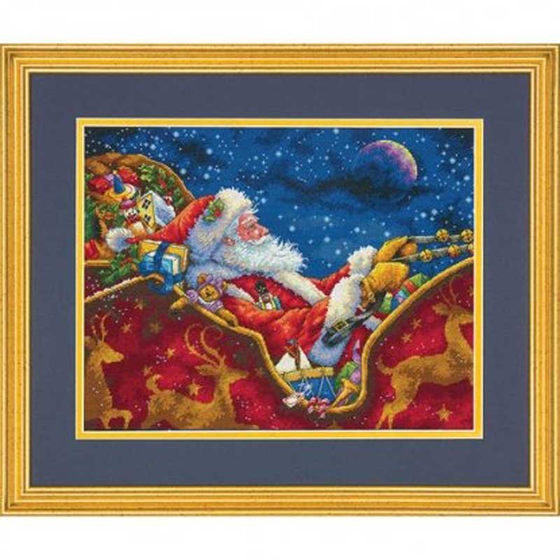 Foto Cross Stitch Kits Dimensions 70-08934 Santa's Midnight Ride