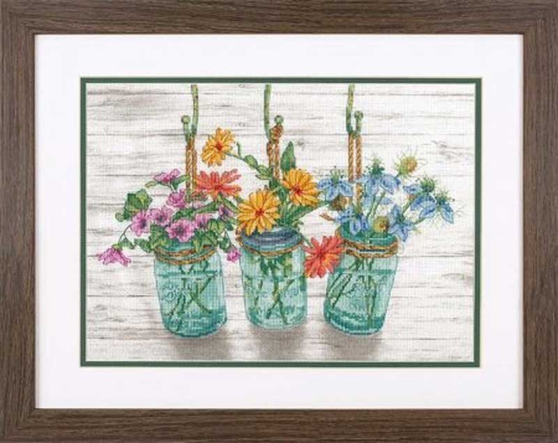Foto Cross Stitch Kits Dimensions 70-35378 Flowering Jars