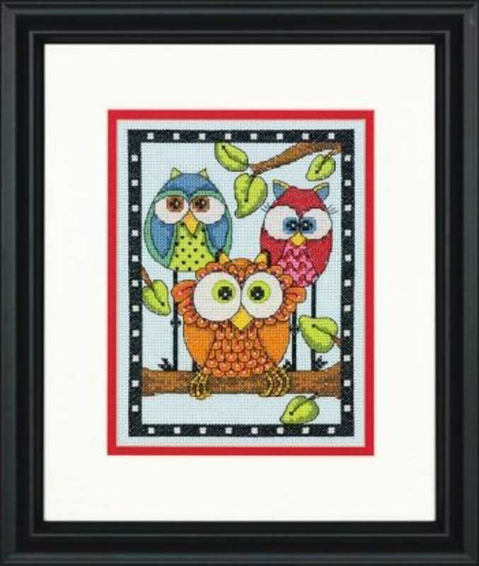 Foto Cross Stitch Kits Dimensions 70-65159 Owl Trio