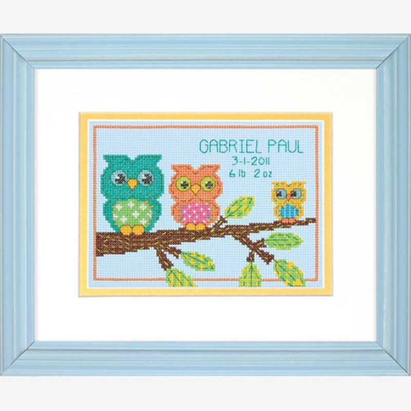 Foto Cross Stitch Kits Dimensions 70-73699 Owl Mini Birth Record