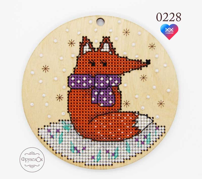 Photo 1 Cross stitch kit on wooden base FruzelOk 0228 Little Fox