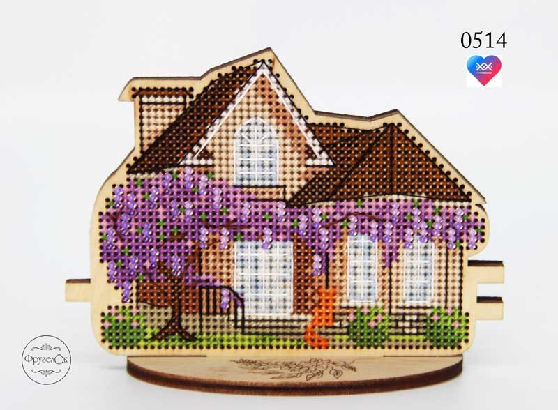 Фото Набір для вишивання хрестиком на дерев'яній основі ФрузелОк 0514 Весняний будинок