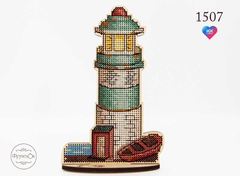 Photo 1 Cross stitch kit on wooden base FruzelOk 1507 Lighthouse