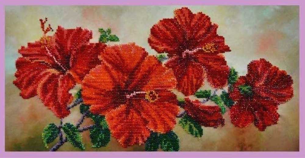 Фото Набір вишивки бісером Картини Бісером Р-122 Китайська троянда (знято з виробництва)