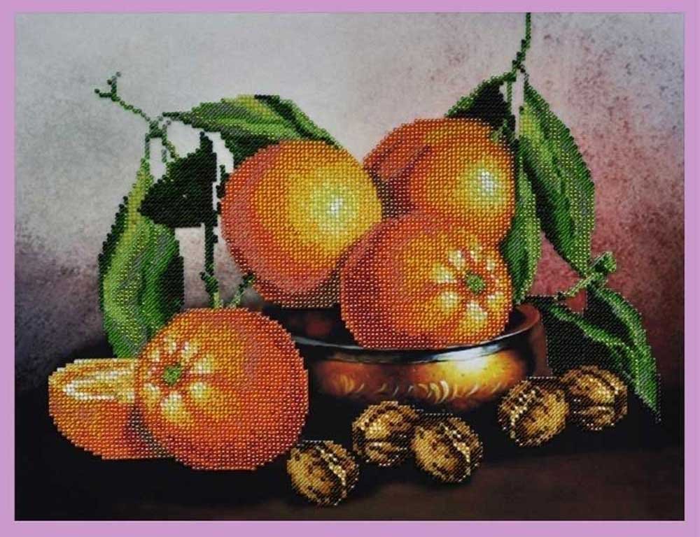 Photo Beadwork Set Pictures Beaded Р-217 Still life with oranges