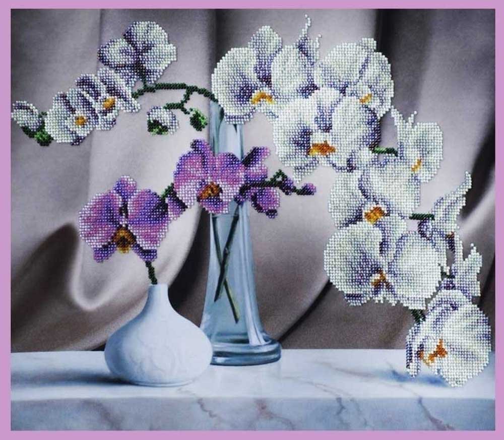 Photo Beadwork Set Pictures Beaded Р-243 Still life with orchids