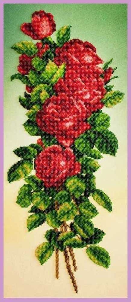 Фото Набір вишивки бісером Картини Бісером Р-348 Букет червоних троянд