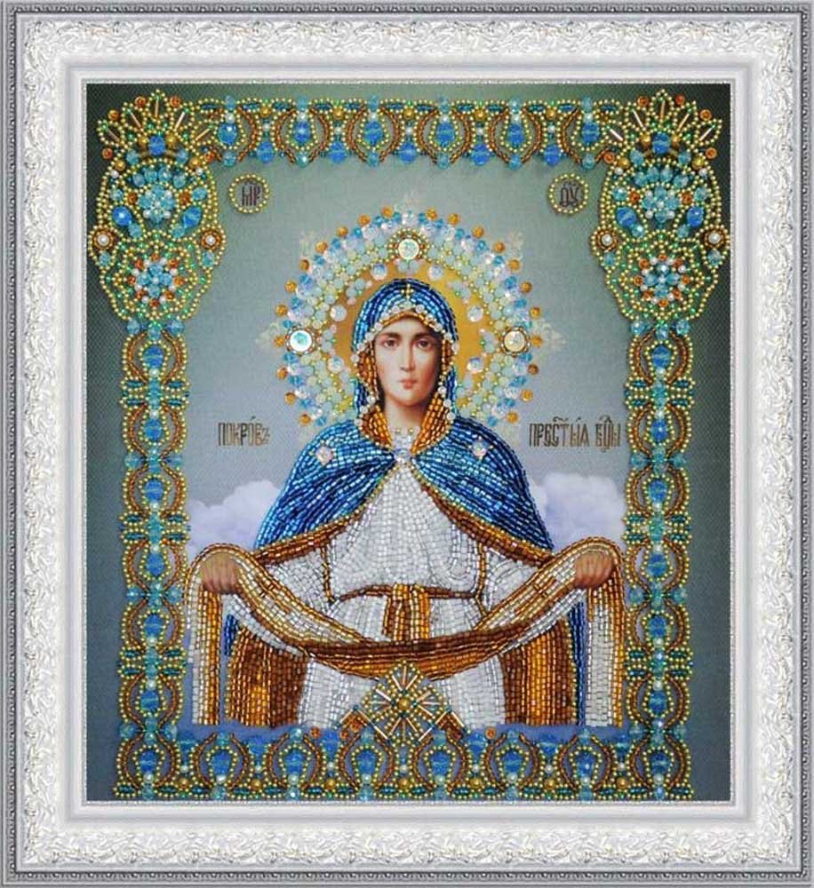Photo Beadwork Set Pictures Beaded Р-403 Icon Intercession of the Blessed Virgin Mary