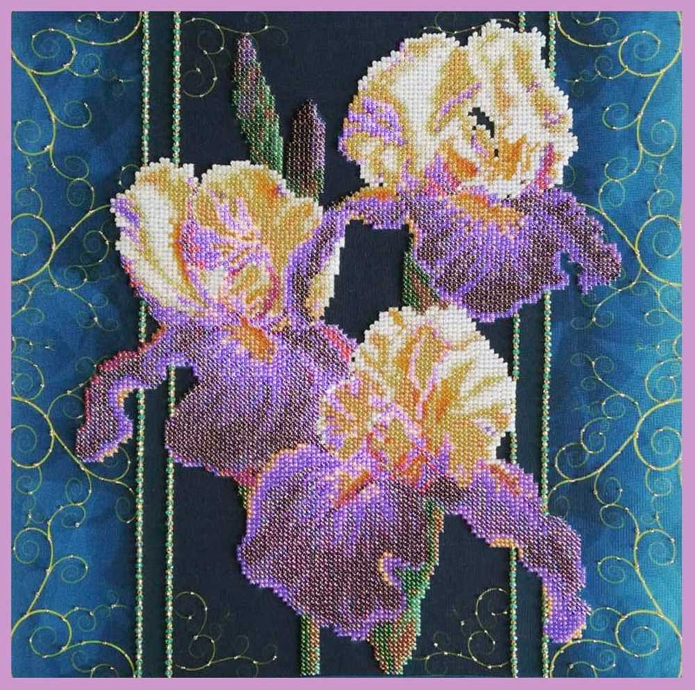 Photo Beadwork Set Pictures Beaded Р-422 Irises Vintage