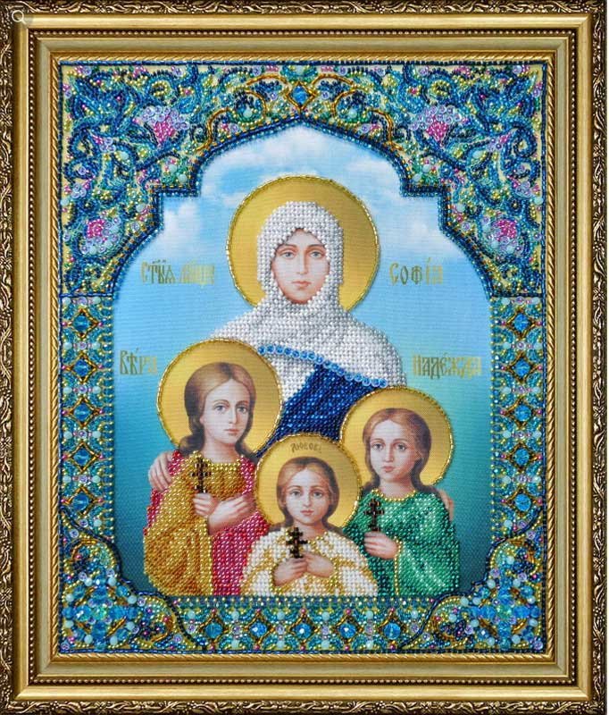 Фото Набір вишивки бісером Картини Бісером Р-435 Ікона Віра, Надія, Любов та мати їх Софія