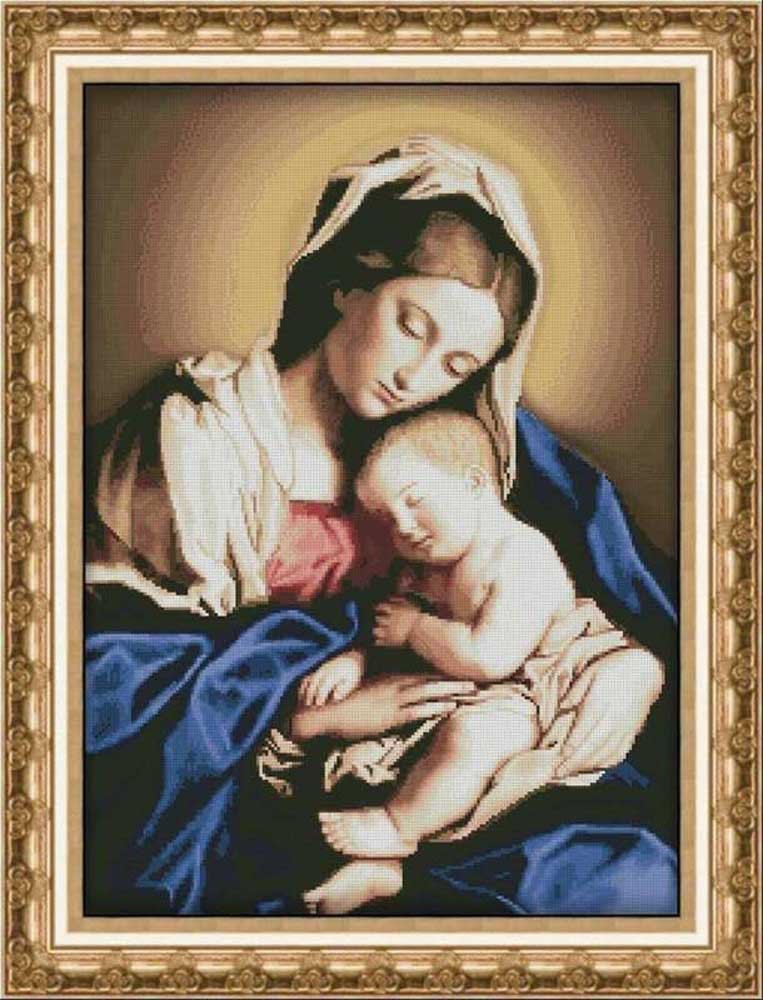 Фото Набір для вишивання хрестиком OLanTА VN-094 Мадонна з немовлям