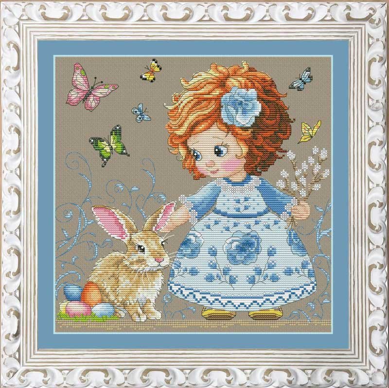 Photo Cross Stitch Kits OLanTА VN-235 A girl with a hare