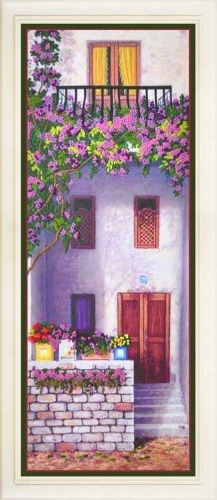 Фото Набір для вишивання нитками в стилі Rococo OLanTА R-029 Квітучий балкон 2